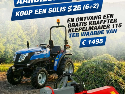 Gratis klepelmaaier bij Solis 20 & 26 tractor